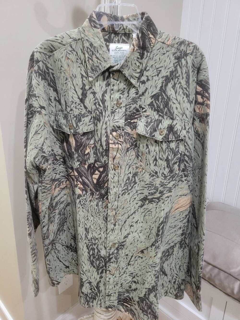 Men's Sage Country Brush Hunter Shirt Jacket XL Tall Camo Long Sleeve Shacket